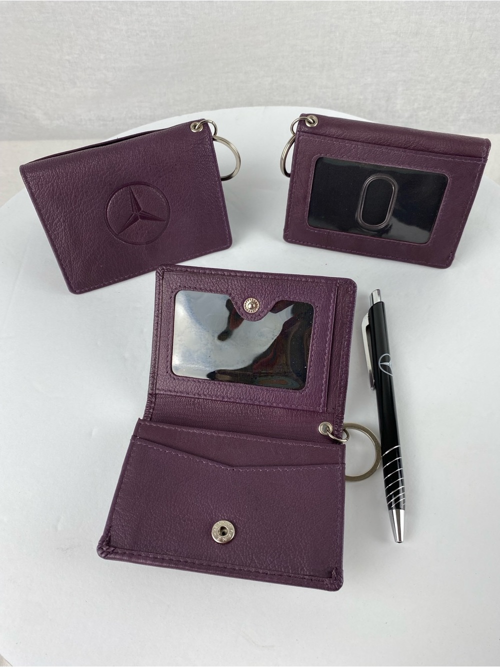 Mercedes-Benz Leather Plum Wallet and Key & Card Holder with ID Window